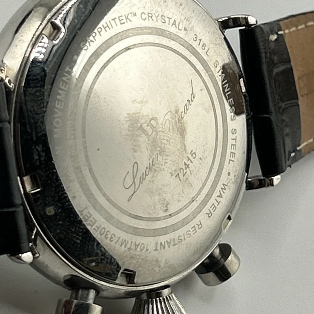 Lucien Piccard 72415 Silver and Black Chronograph Watch #563
